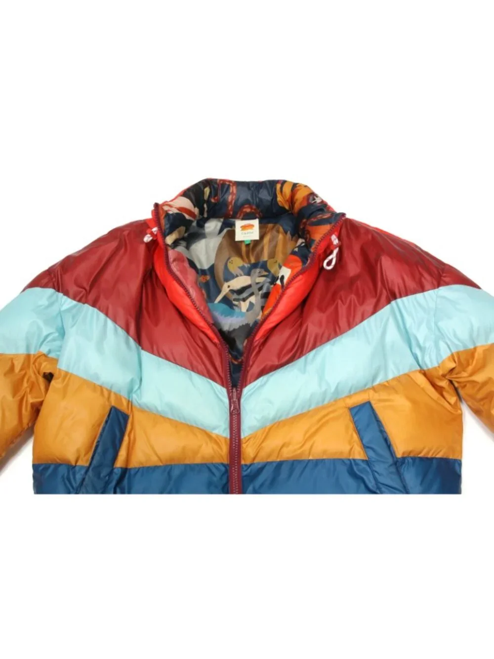 FARM RIO Reversible Striped Rainbow Animal Rainforest Puffer Jacket sz XL /650 - Picture 3 of 11
